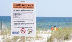 Beach health advisory sign